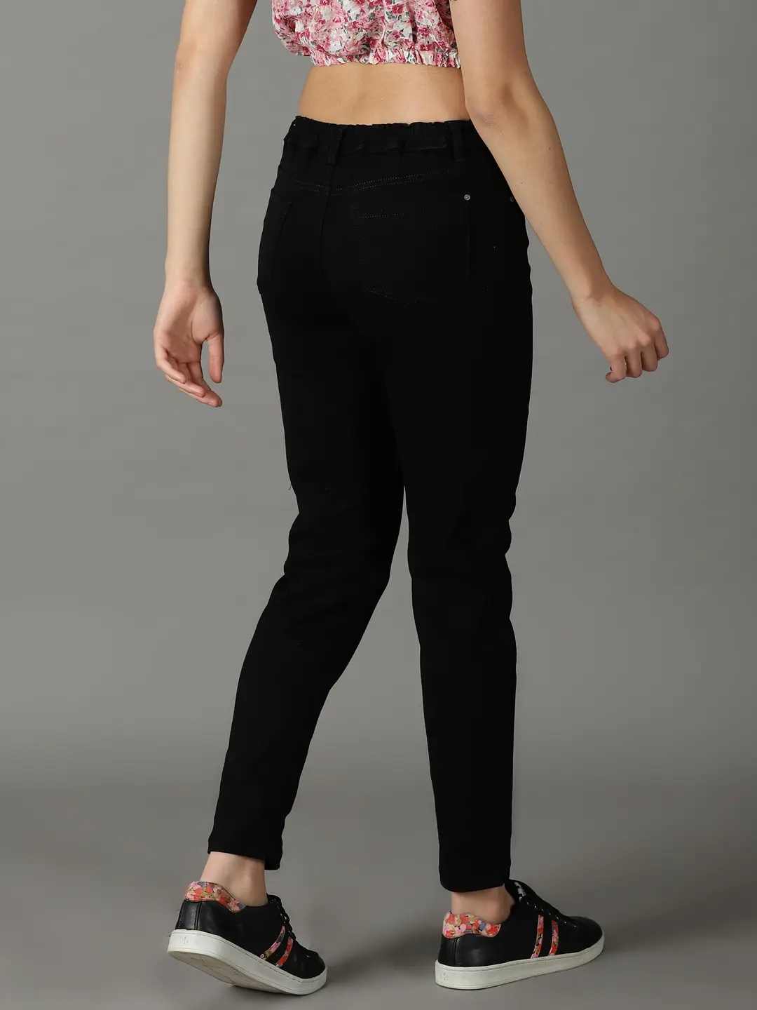 Showoff | SHOWOFF Women Black Solid  Mom Fit Jeans 3