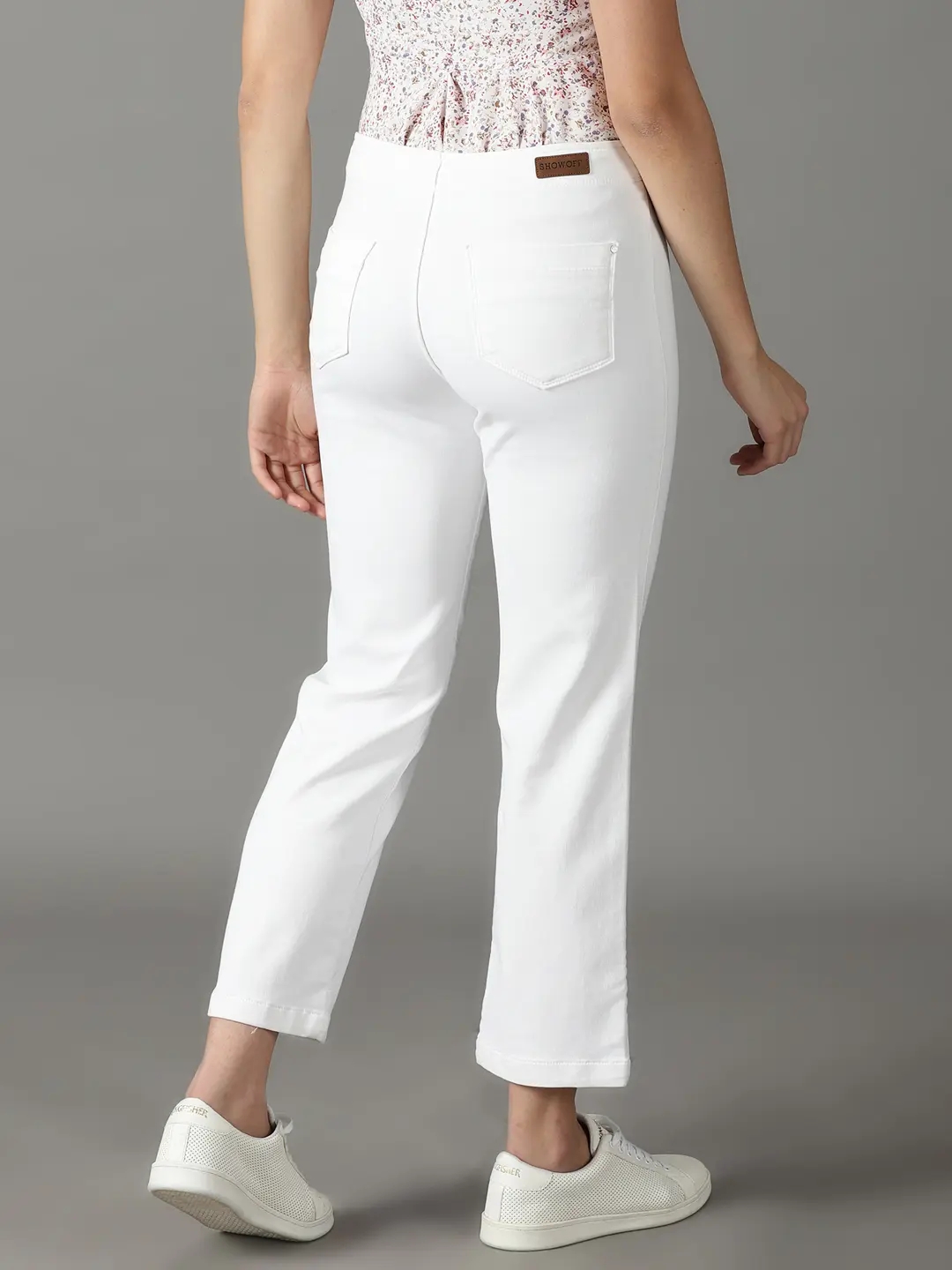Showoff | SHOWOFF Women White Solid  Straight Fit Jeans 3