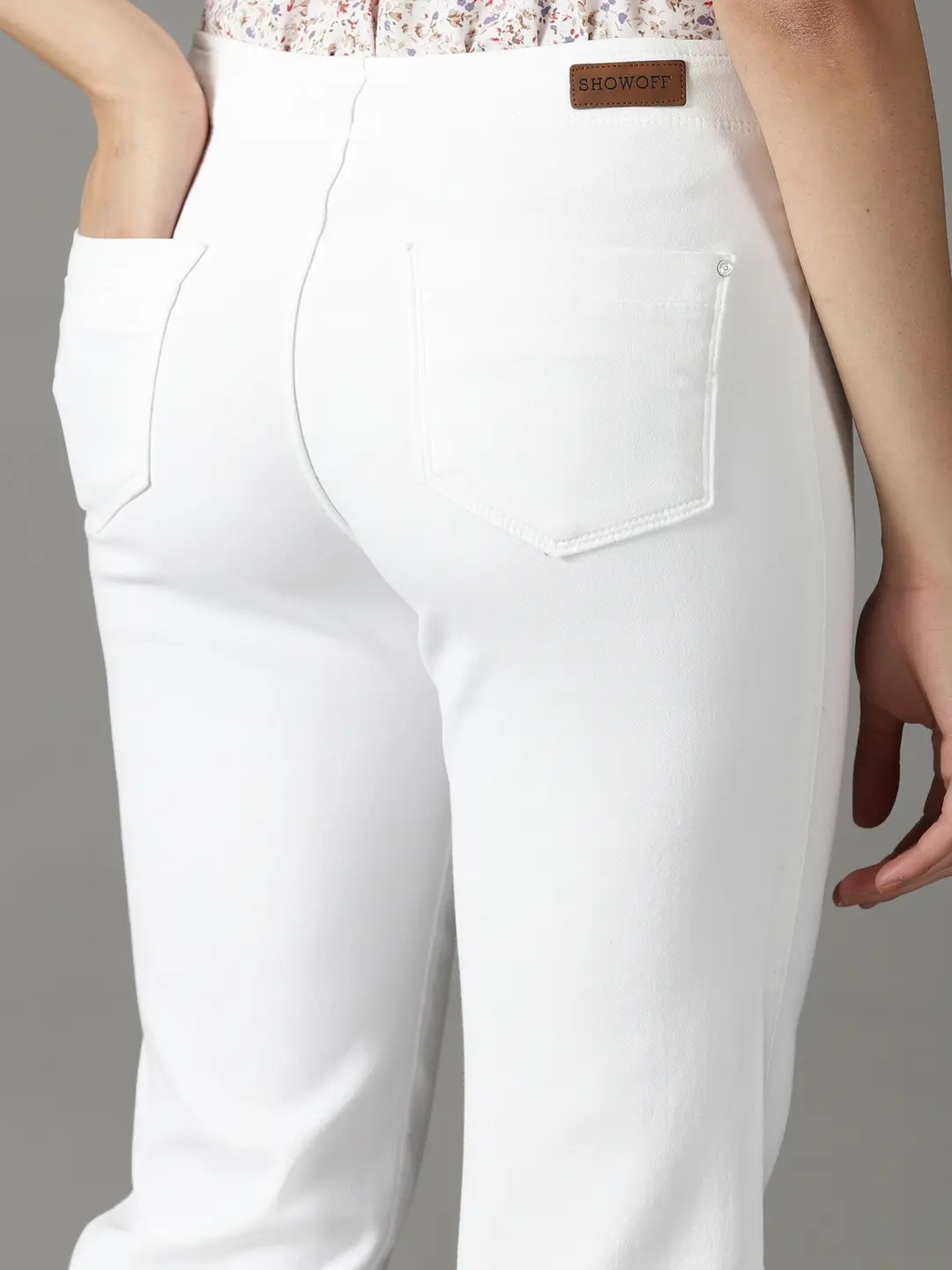Showoff | SHOWOFF Women White Solid  Straight Fit Jeans 6
