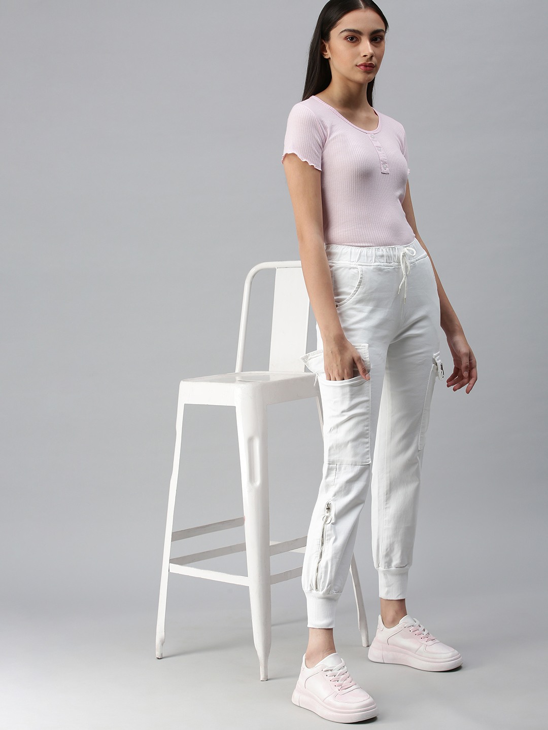 SHOWOFF Women White Solid  Jogger Jeans