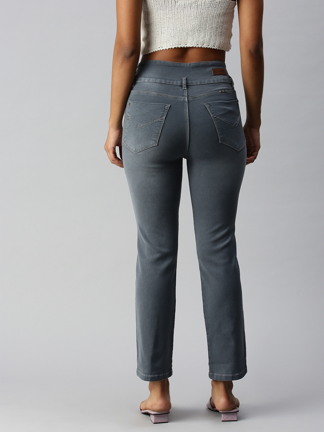 Showoff | SHOWOFF Women Grey Solid  Skinny Fit Jeans 2