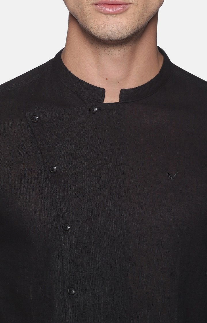 Showoff | SHOWOFF Men's Lenin Black Solid Slim Fit Shirt 4