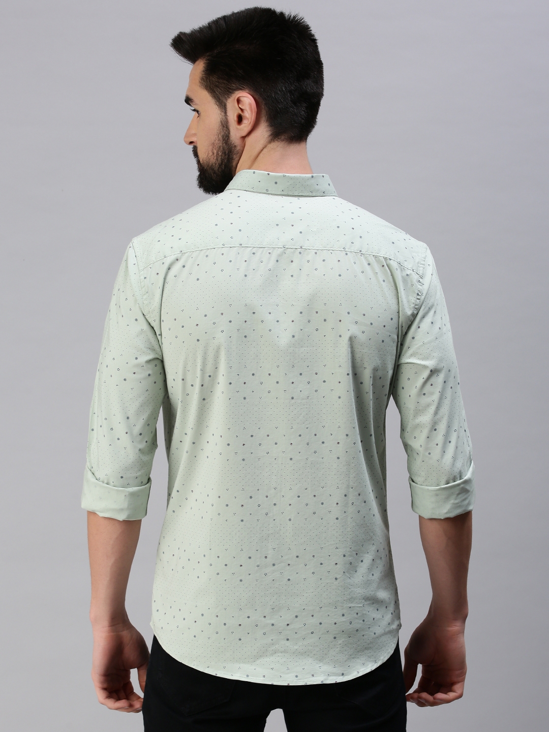 Showoff | SHOWOFF Men Olive Printed Collar Full Sleeves Casual Shirt 3