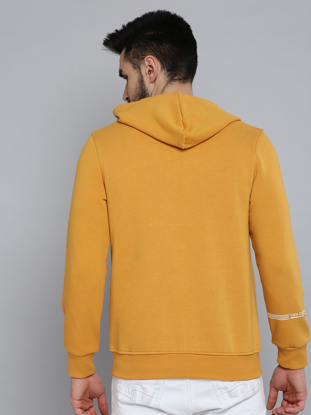 Showoff | SHOWOFF Men's Hooded Neck Mustard Solid Sweatshirt 3