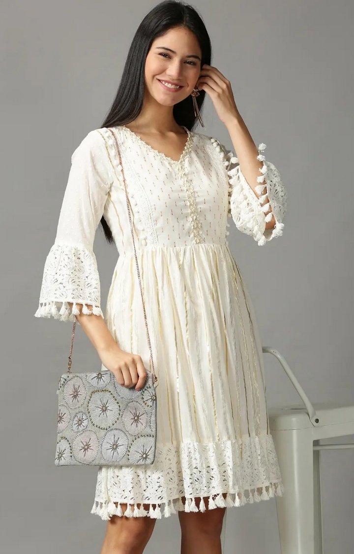 Buy one piece knee length dresses white in India @ Limeroad