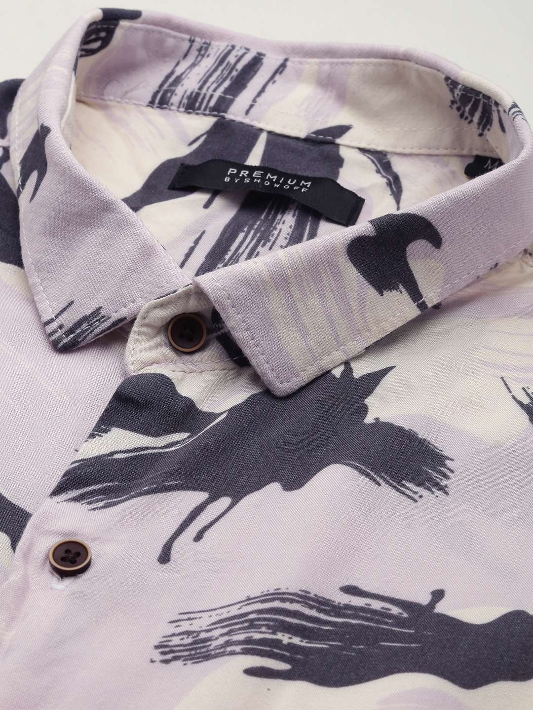 Showoff | SHOWOFF Men Lavender Printed Spread Collar Full Sleeves Casual Shirt 6