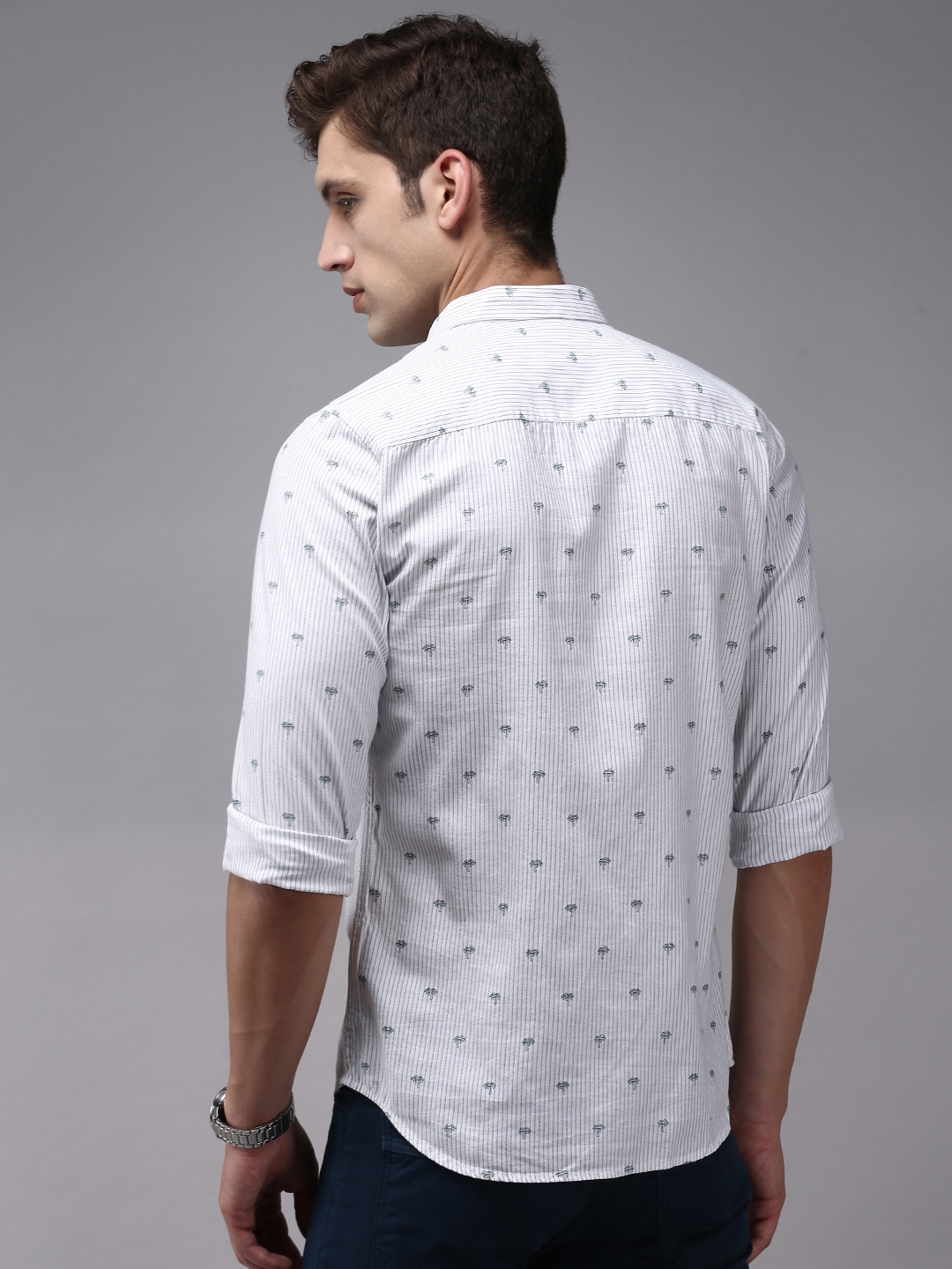 Showoff | SHOWOFF Men White Printed Spread Collar Full Sleeves Casual Shirt 3