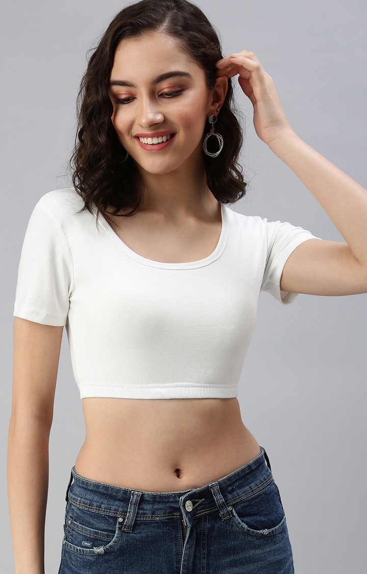 White tight discount fitted crop top