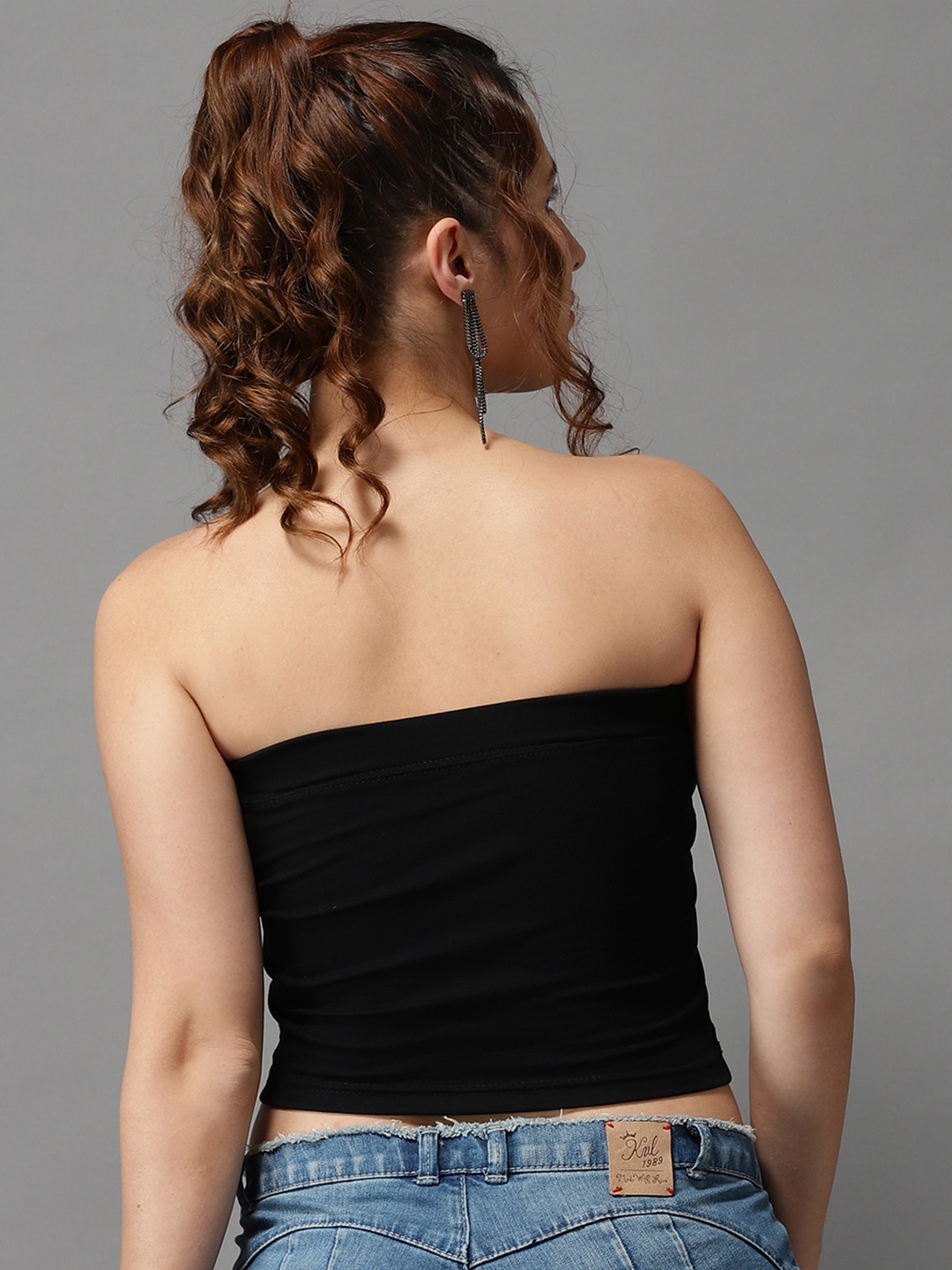 SHOWOFF Women's Strapless Black Tube Crop Top