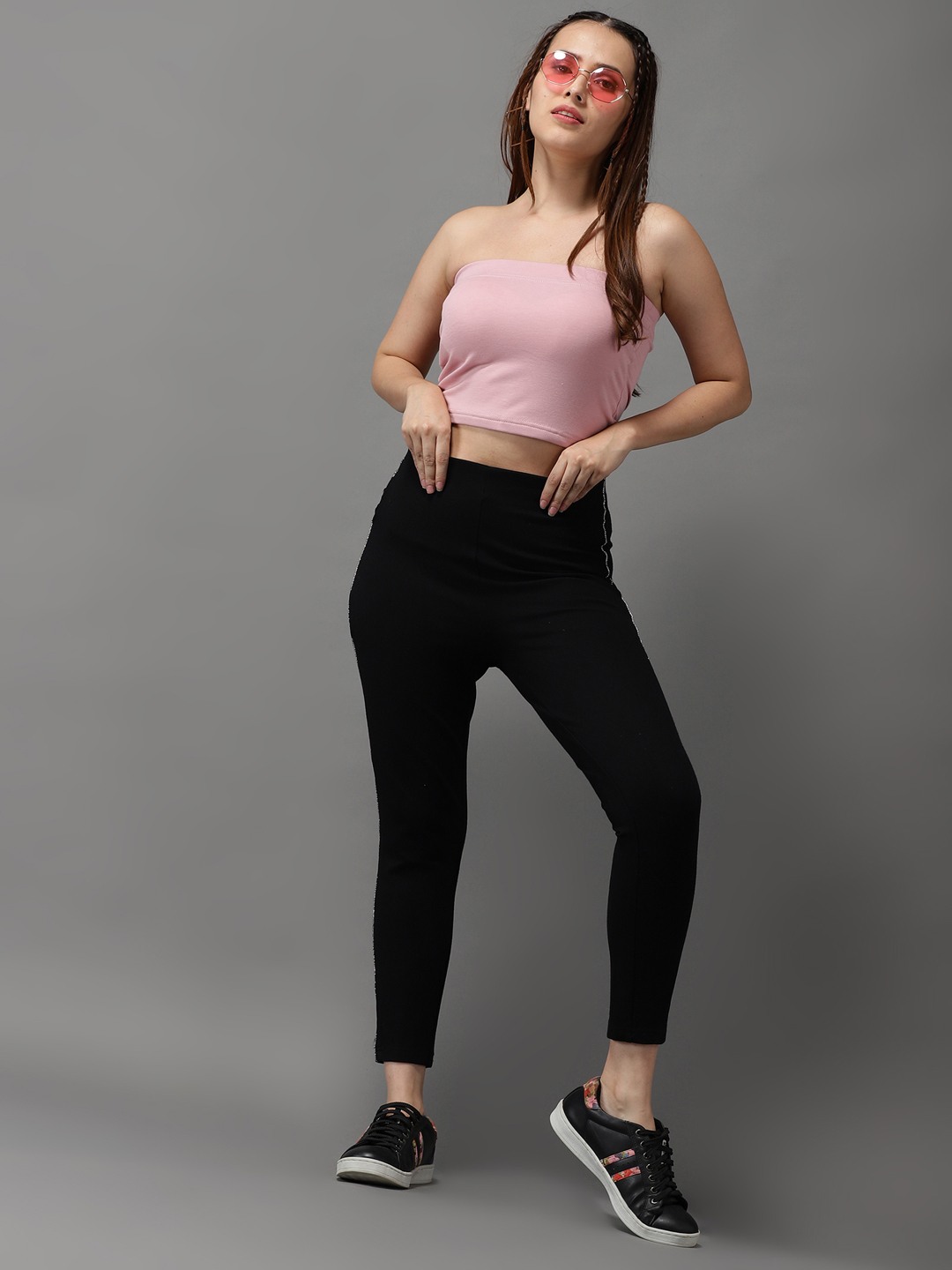 SHOWOFF Women Mauve Solid Strapless Sleeveless Crop Tube Top