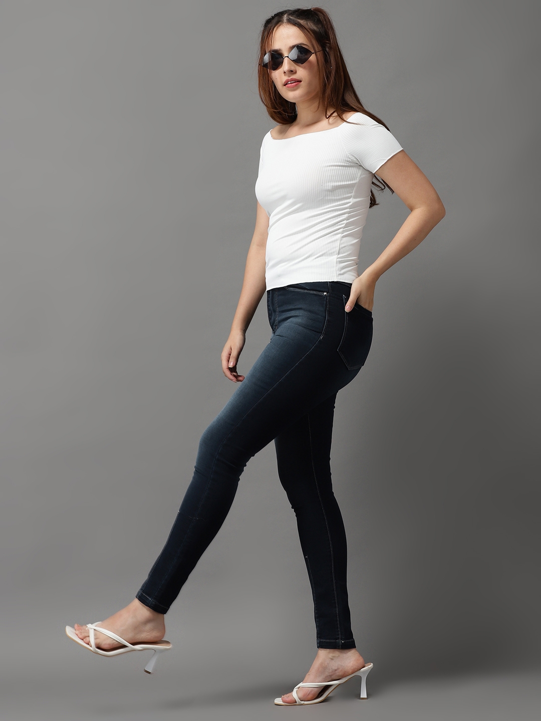 Showoff | SHOWOFF Women White Solid  Off-Shoulder Short Sleeves Regular Fitted Top 3