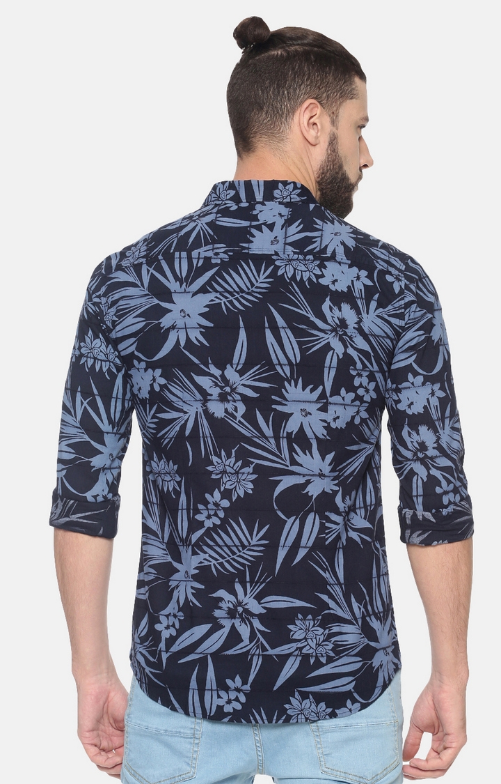 Showoff | SHOWOFF Men Blue Floral Classic Collar Full Sleeves Slim Fit Casual Shirt 2