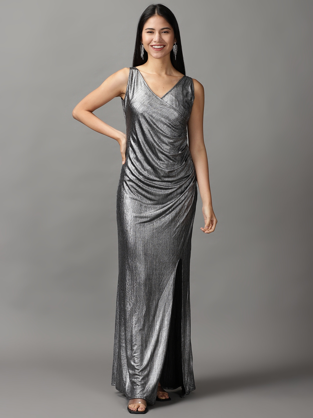 Womens Talbot Runhof silver Sleeveless V-Neck Gown | Harrods UK