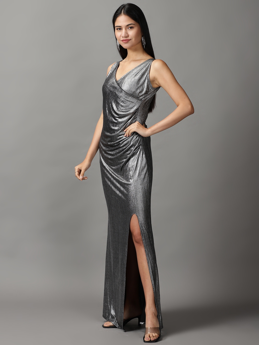Lauren Ralph Lauren Ilianne Rhinestone Maxi Dress, Champagne/Silver, 6