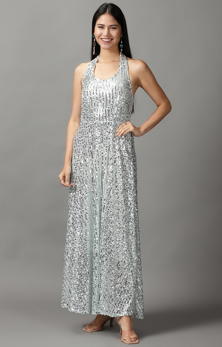 Silver - Gown | Party wear indian dresses, Gowns, Silver gown
