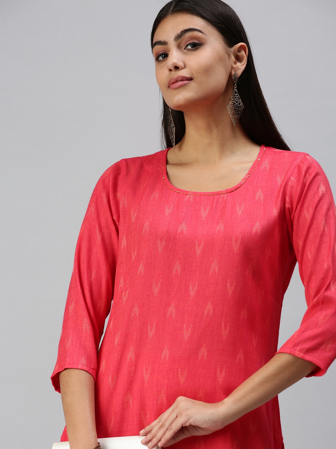 Tquorise Pink Cotton Broad Neck Kurti – Jaipur Hand Block