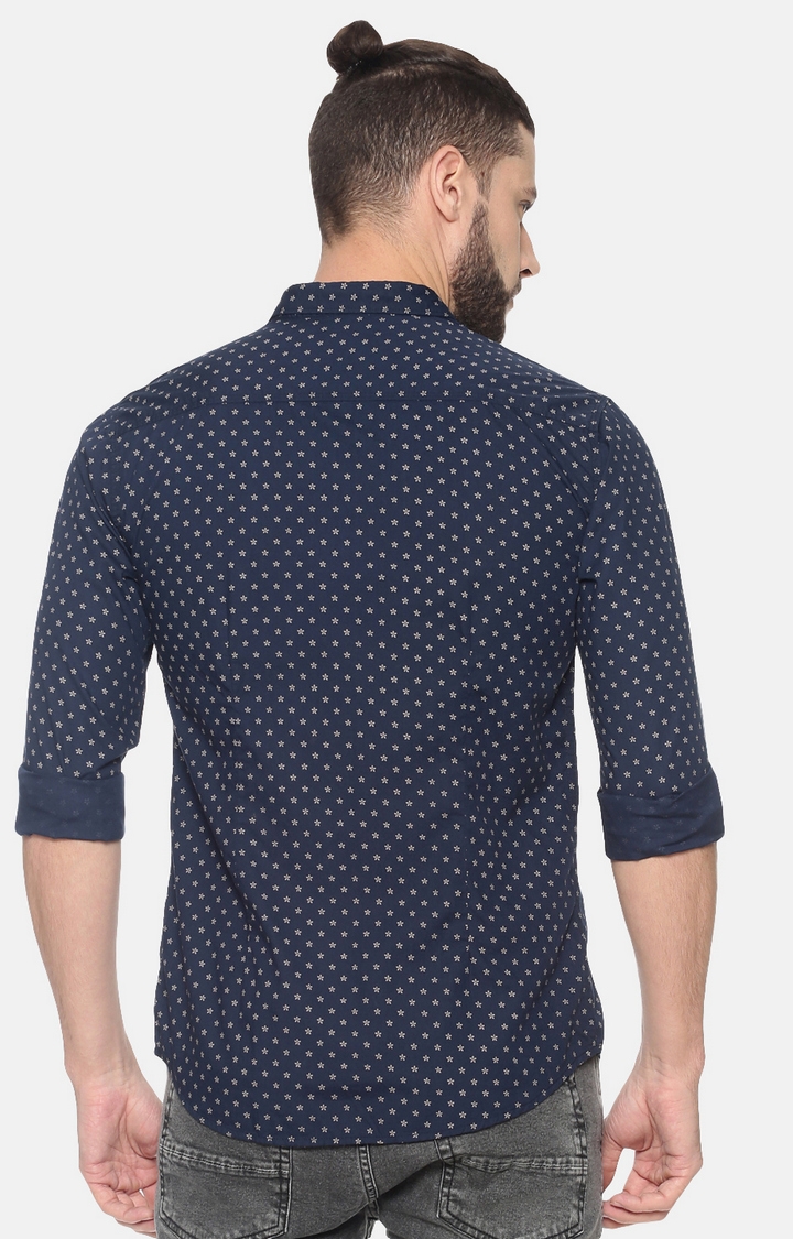 Showoff | SHOWOFF Men Navy Blue Floral Classic Collar Full Sleeves Slim Fit Casual Shirt 2