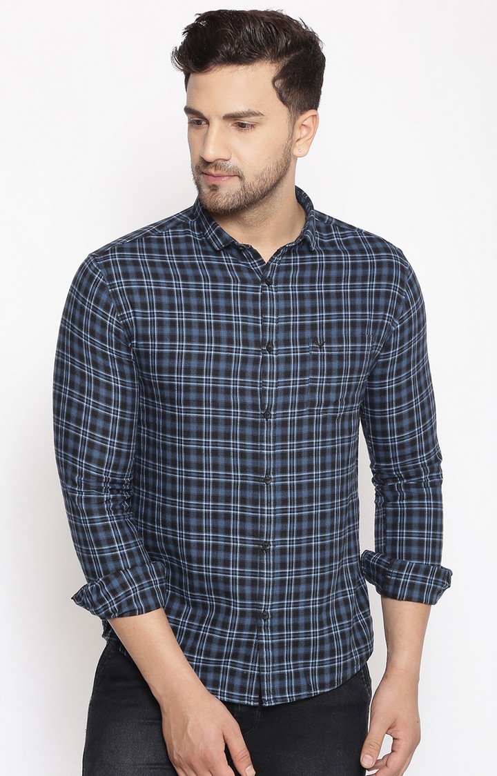 Showoff | SHOWOFF Men's  Blue Printed Slim Fit Shirt 0