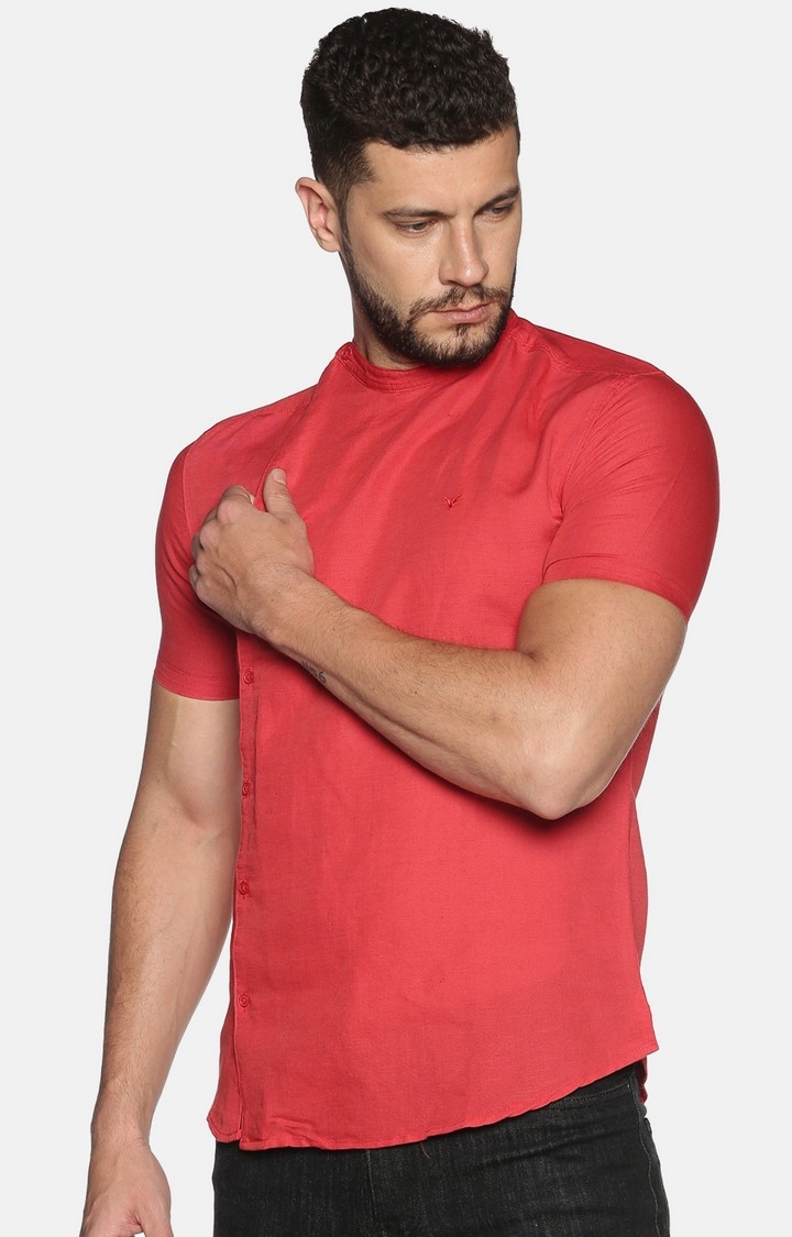 Showoff | SHOWOFF Men's Lenin Casual Red Solid Slim Fit Shirt 1