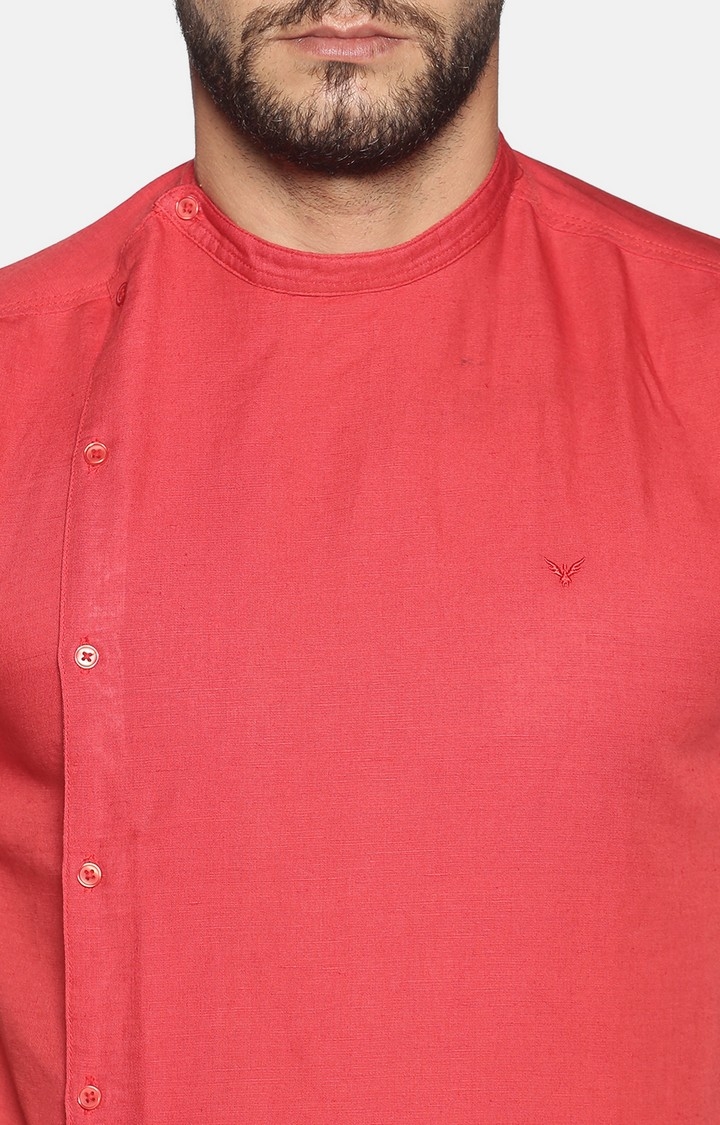 Showoff | SHOWOFF Men's Lenin Casual Red Solid Slim Fit Shirt 4