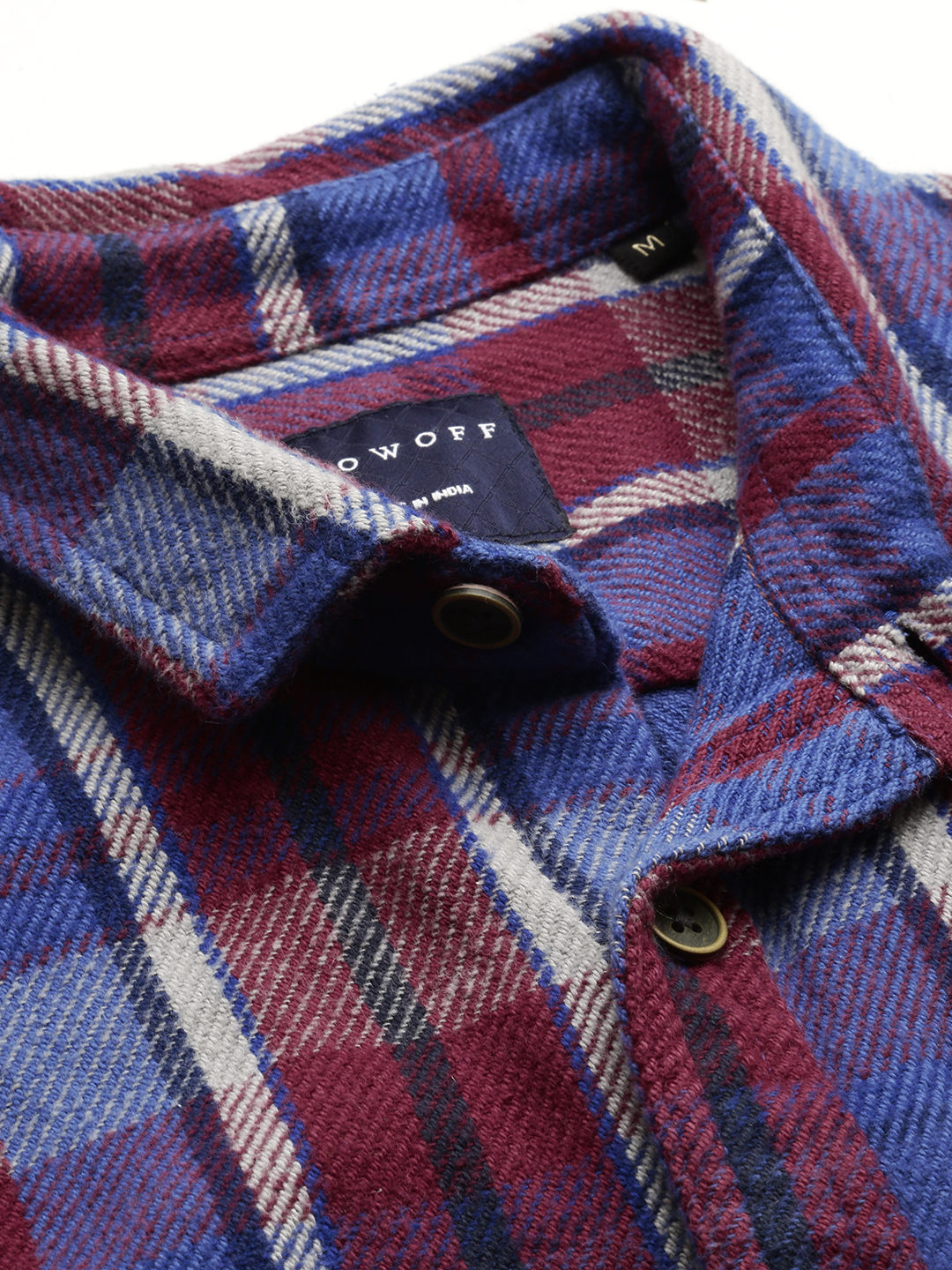 SHOWOFF Men Blue Checked Classic Collar Full Sleeves Comfort Fit Casual Shirt