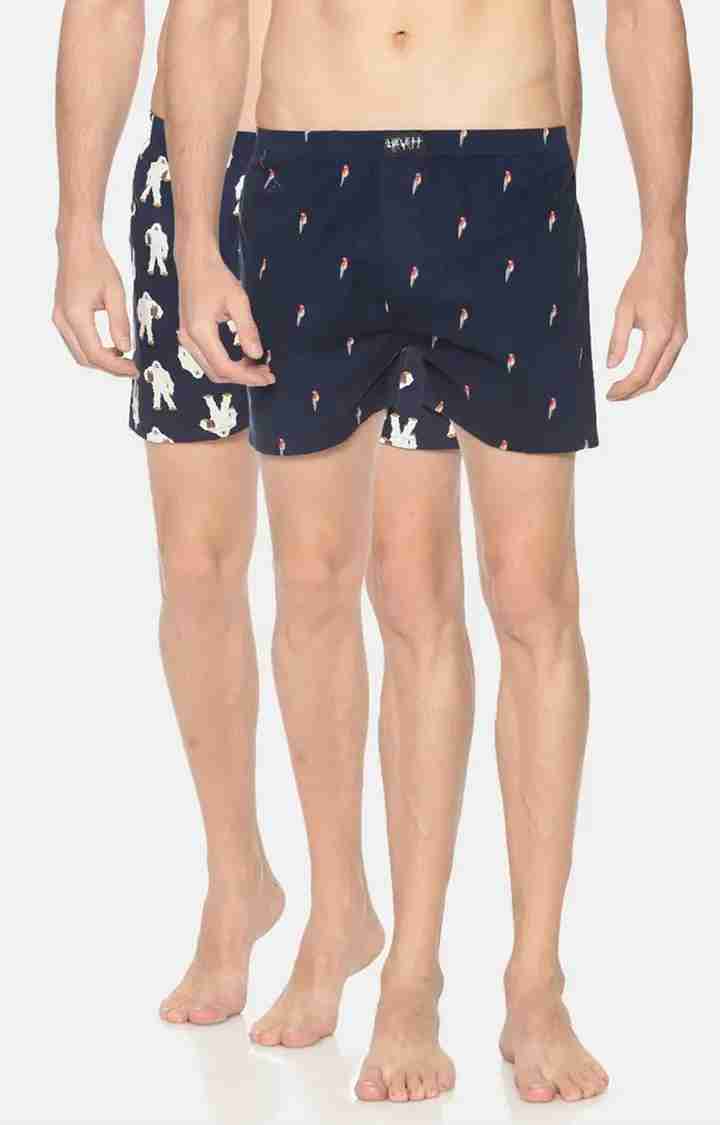 Showoff Men's Navy and White  Casual Printed Boxer
