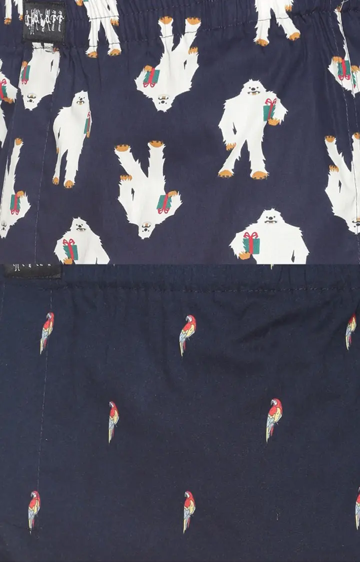 Showoff Men's Navy and White  Casual Printed Boxer