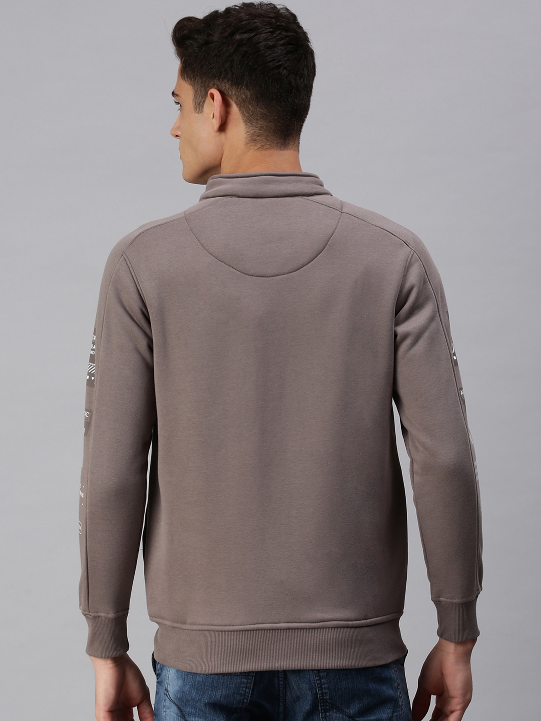 Showoff | SHOWOFF Men Grey printed High Neck Full Sleeves Slim Fit Sweatshirt 2