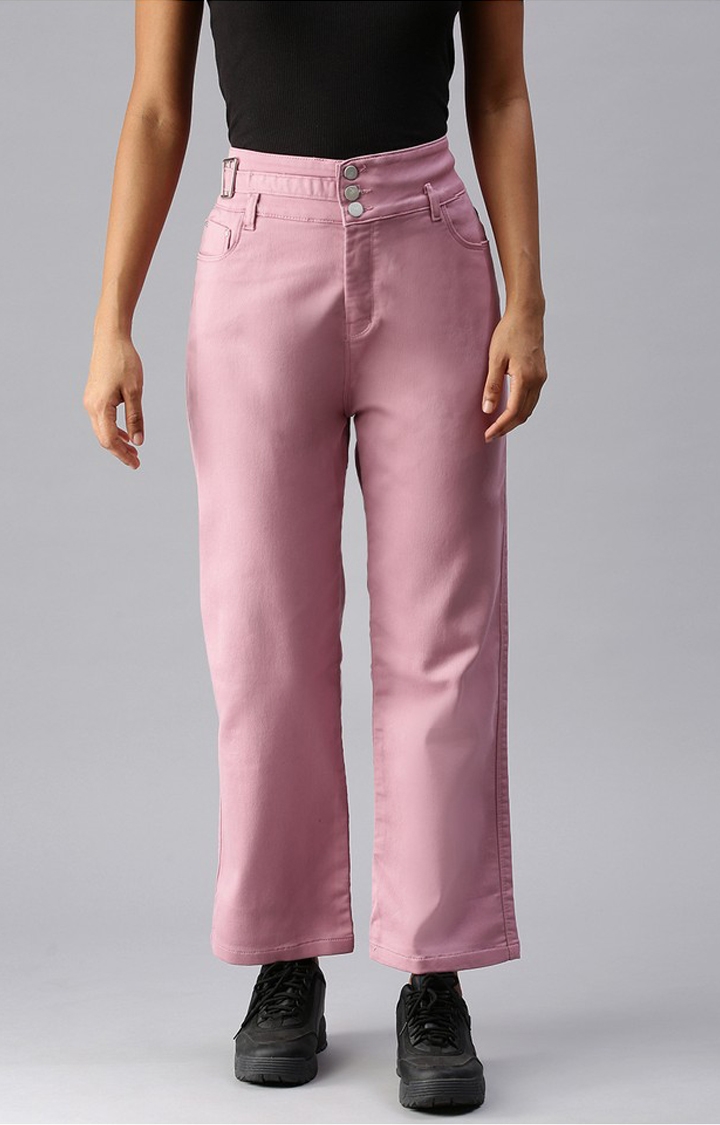 Showoff | SHOWOFF Women's Clean Look Pink Relaxed Fit Denim Jeans 0