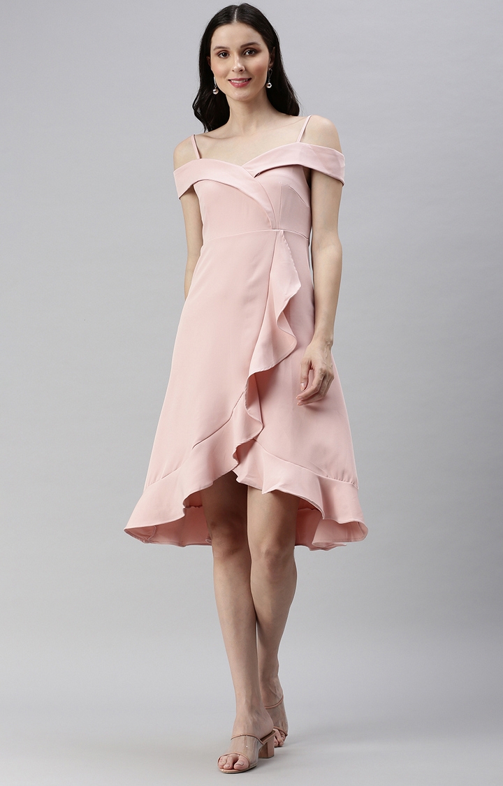 Showoff | Women's Pink Solid Dress 0