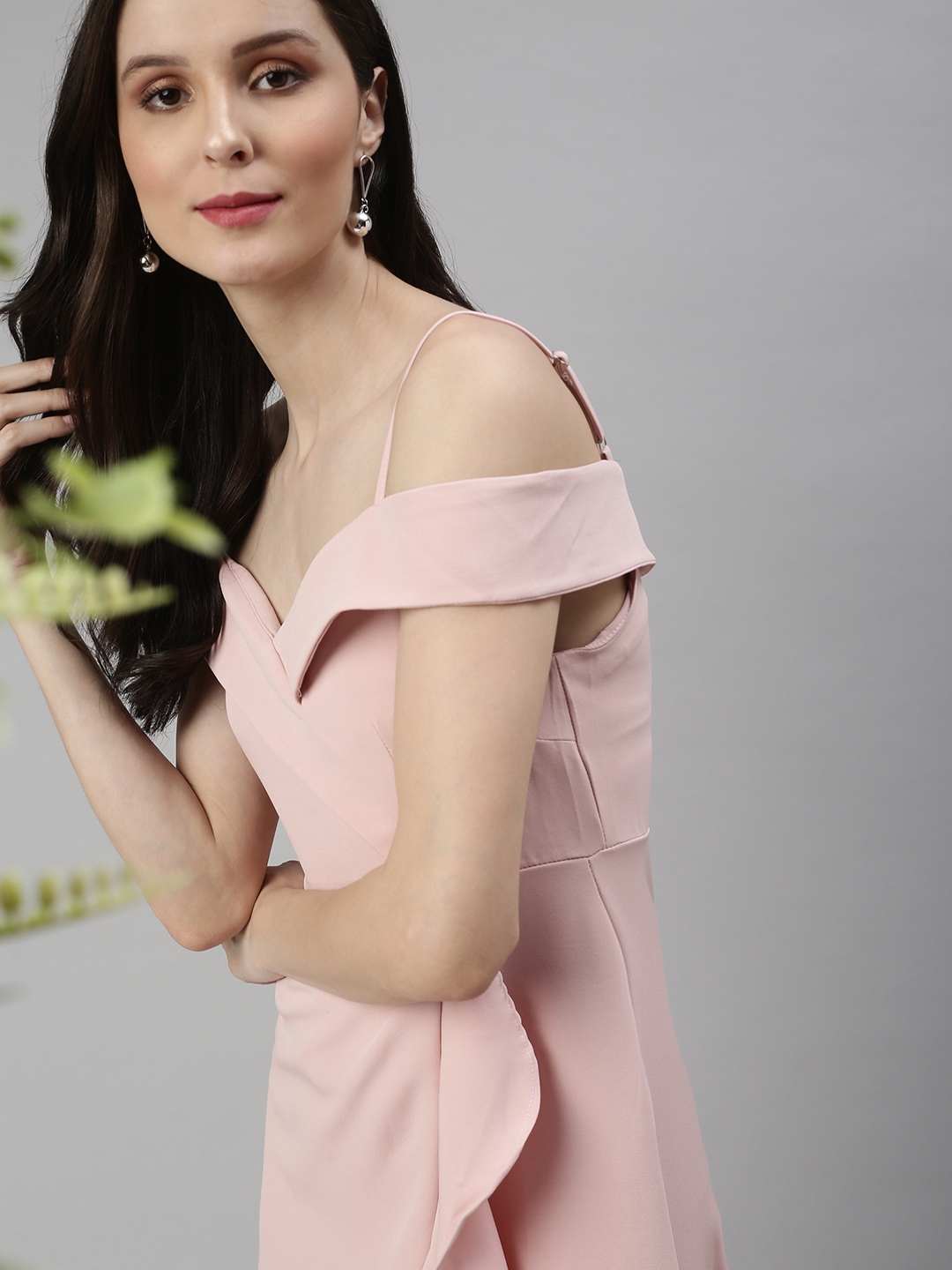 Showoff | Women's Pink Solid Dress 1
