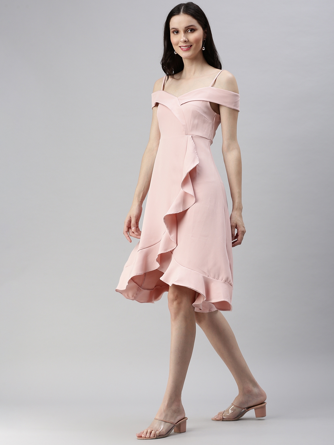 Showoff | Women's Pink Solid Dress 2
