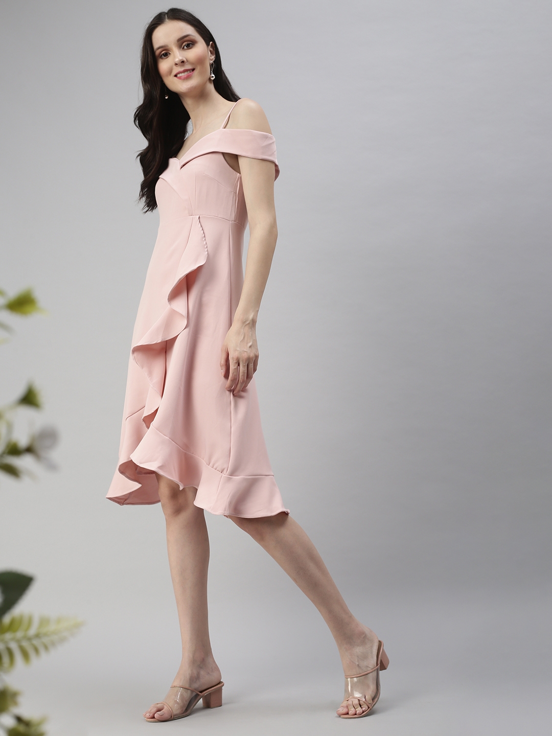 Showoff | Women's Pink Solid Dress 4