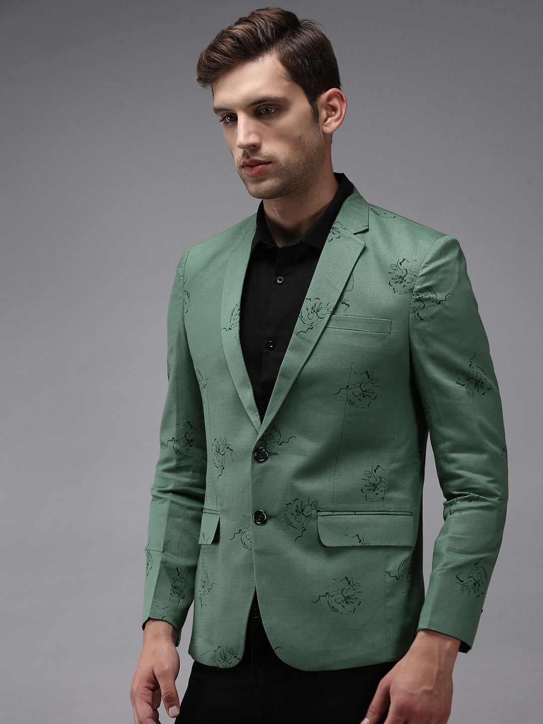 Chinese collar shirt with blazer shop