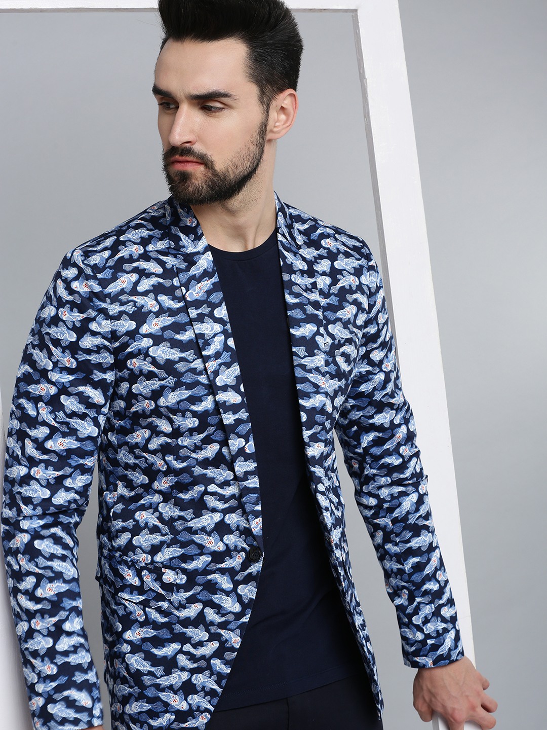 Blue printed 2025 blazer