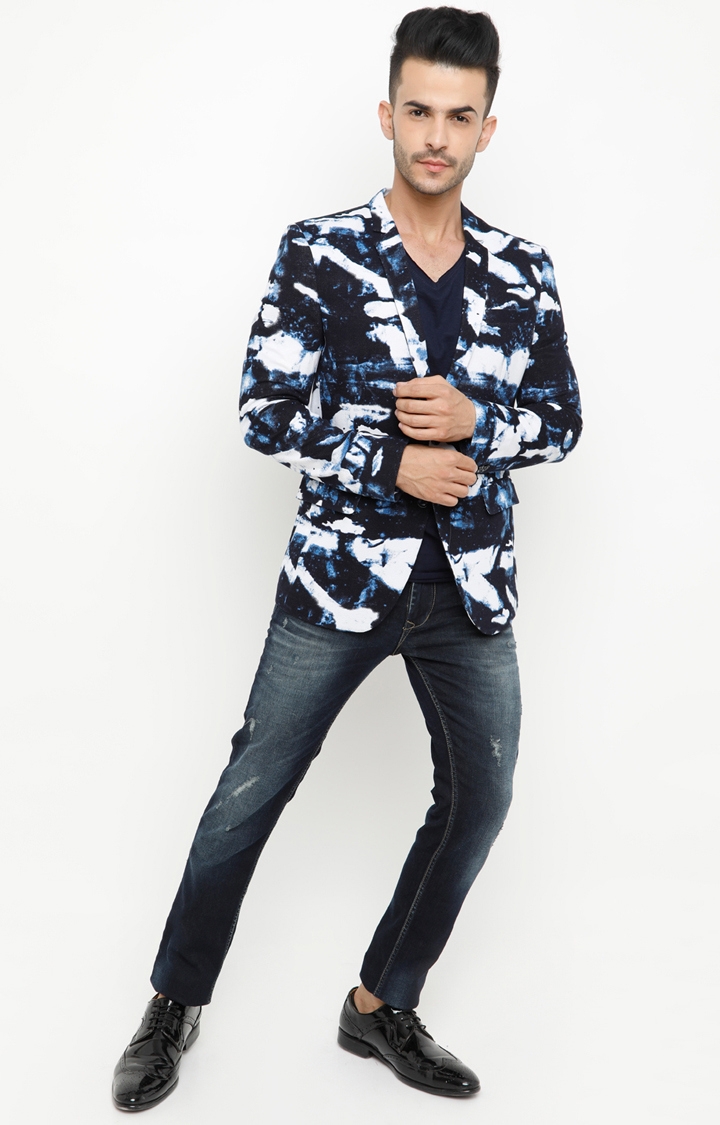 Showoff | SHOWOFF Men's Knited Full Sleeve Slim Fit Printed Casual Blazer 1