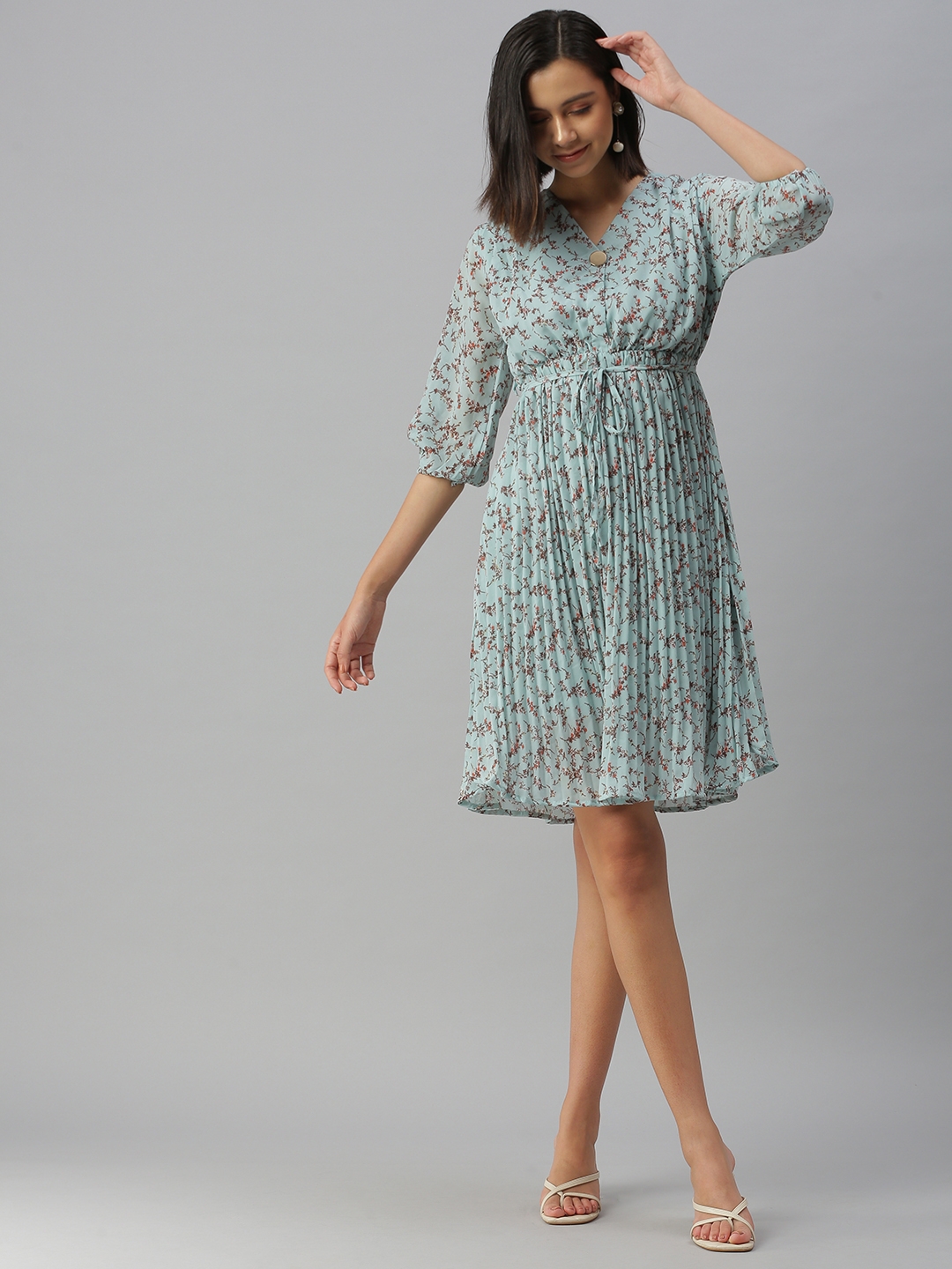Showoff | Women's BluePrinted Dress 4