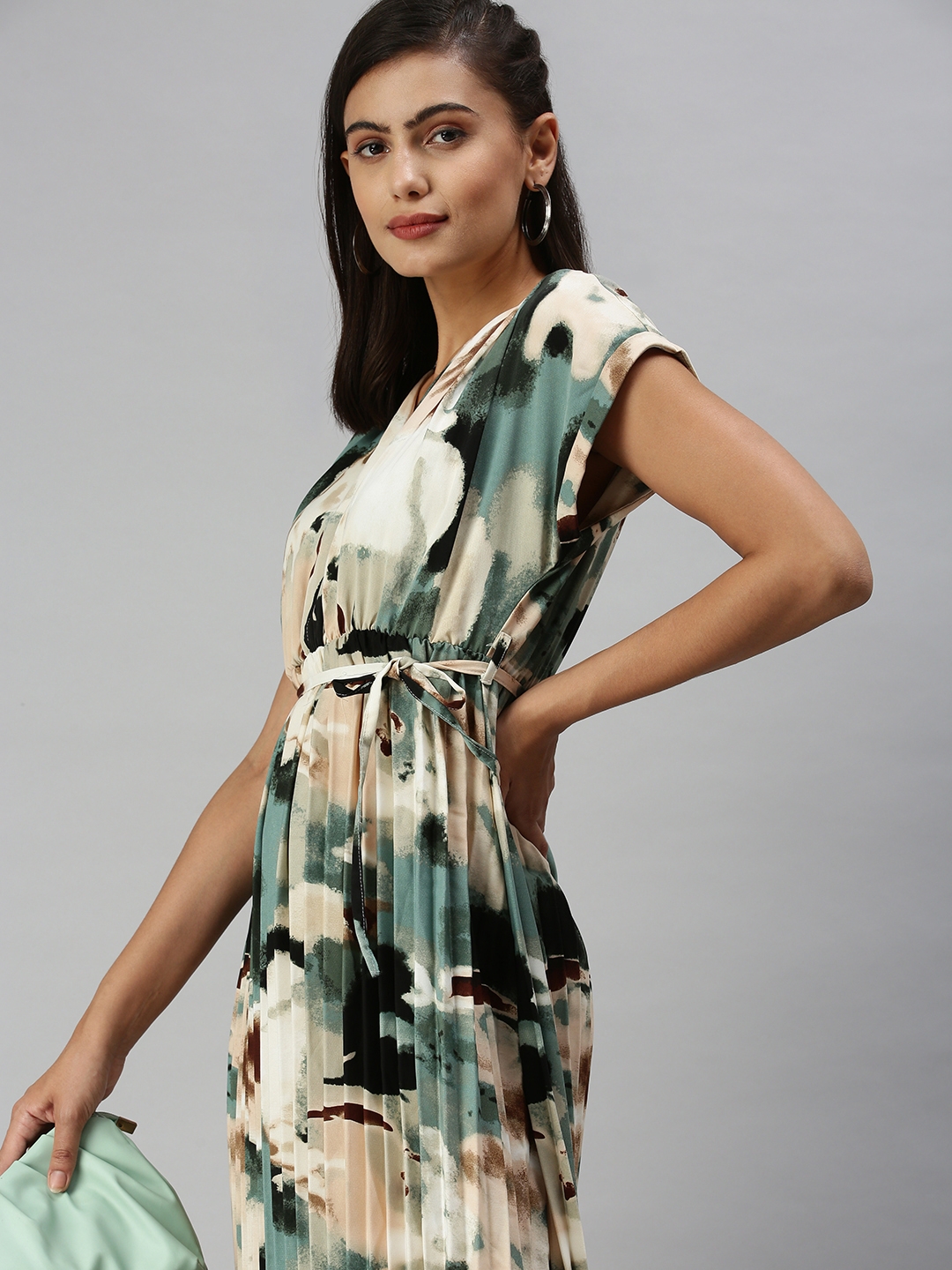 Showoff | SHOWOFF Women Multi Printed V Neck Short Sleeves Maxi Dress 0