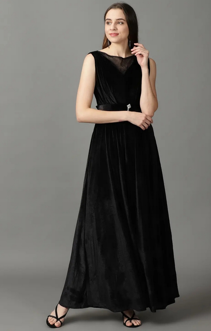 2023 Spring Simple Basics Maxi Dress Women Black Solid Elastic Pullover Long  Dresses Folds Trumpet Robe Female Bottom Vestidos - AliExpress