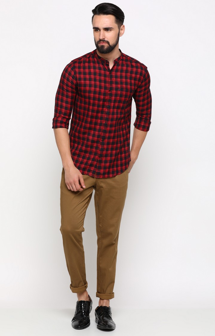 SHOWOFF Mens Red Casual Shirt