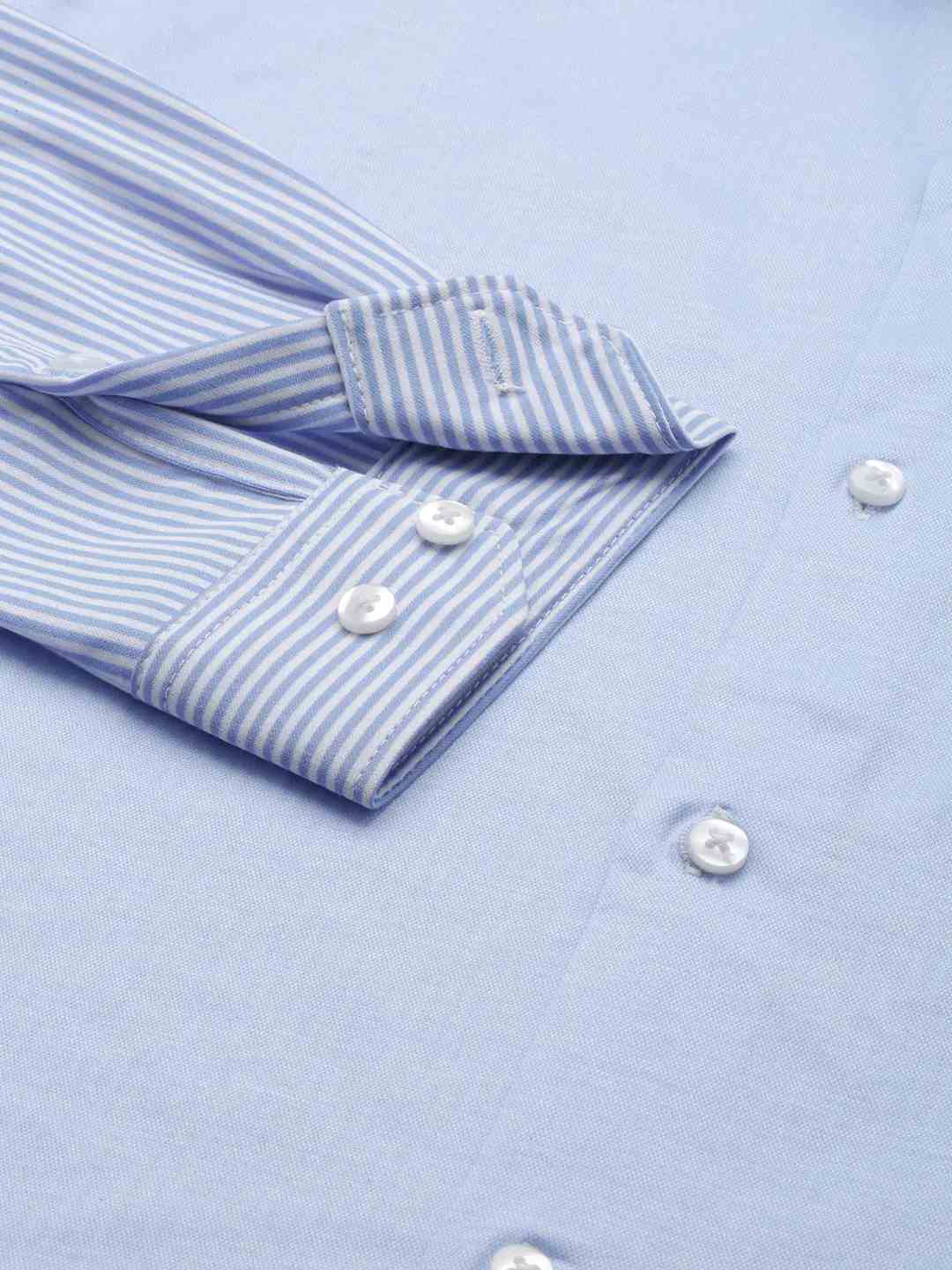 SHOWOFF Men Blue Striped Spread Collar Full Sleeves Casual Shirt