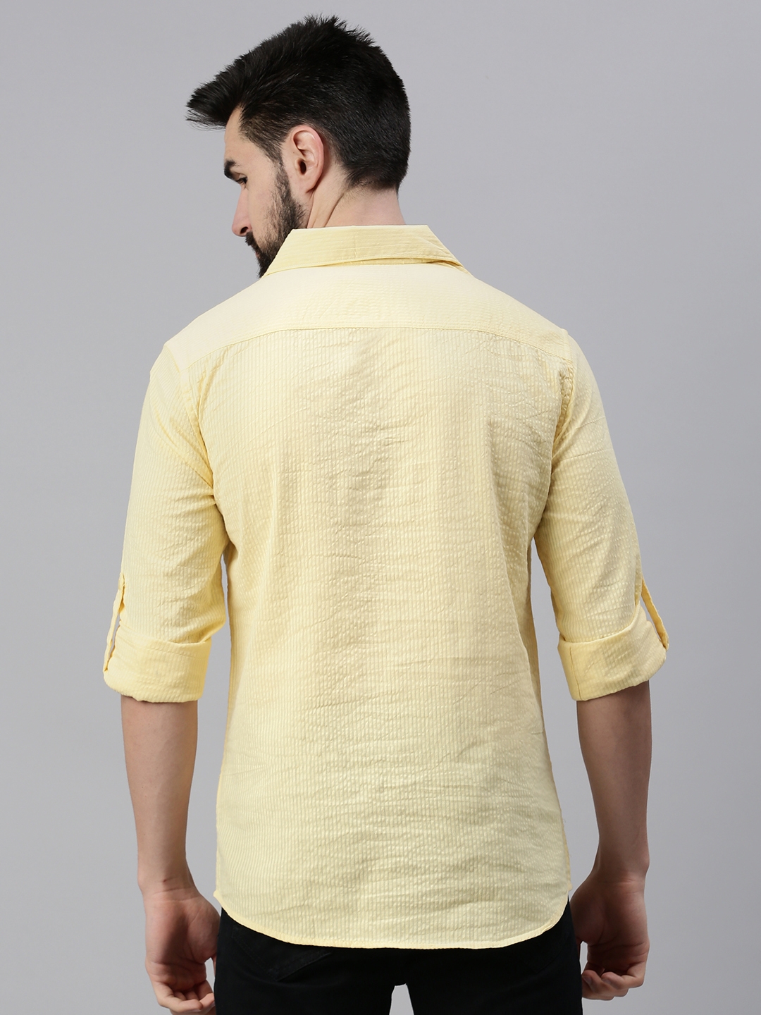 Showoff | SHOWOFF Men's Solid Yellow Shirt Collar Kurta 3