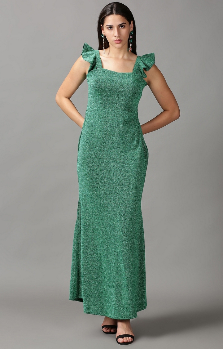 Showoff | SHOWOFF Women's Bodycon Green Solid Dress 0