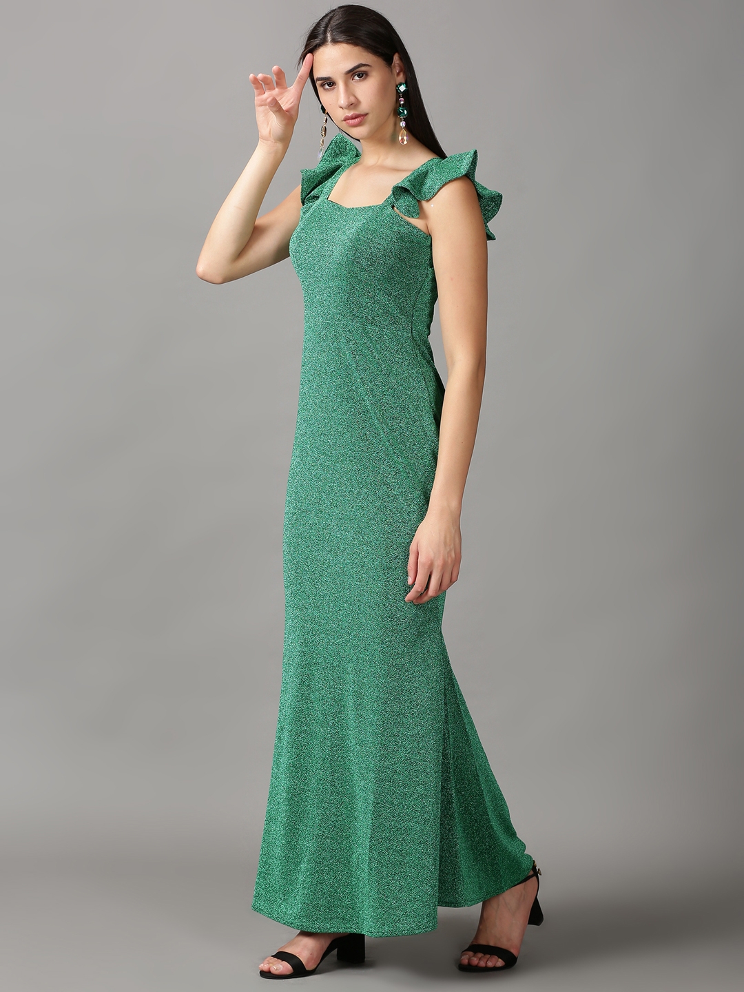 Showoff | SHOWOFF Women's Bodycon Green Solid Dress 2