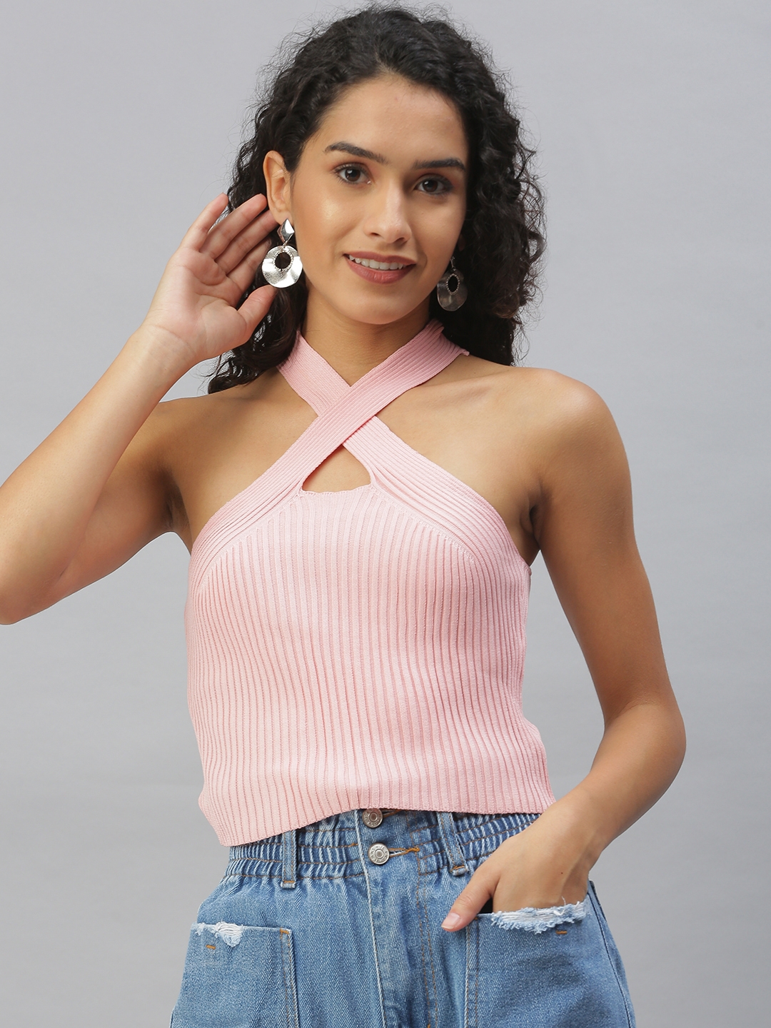 Showoff | Women's Pink Solid Top 1