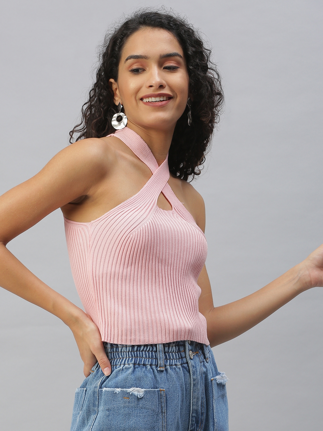 Showoff | Women's Pink Solid Top 2