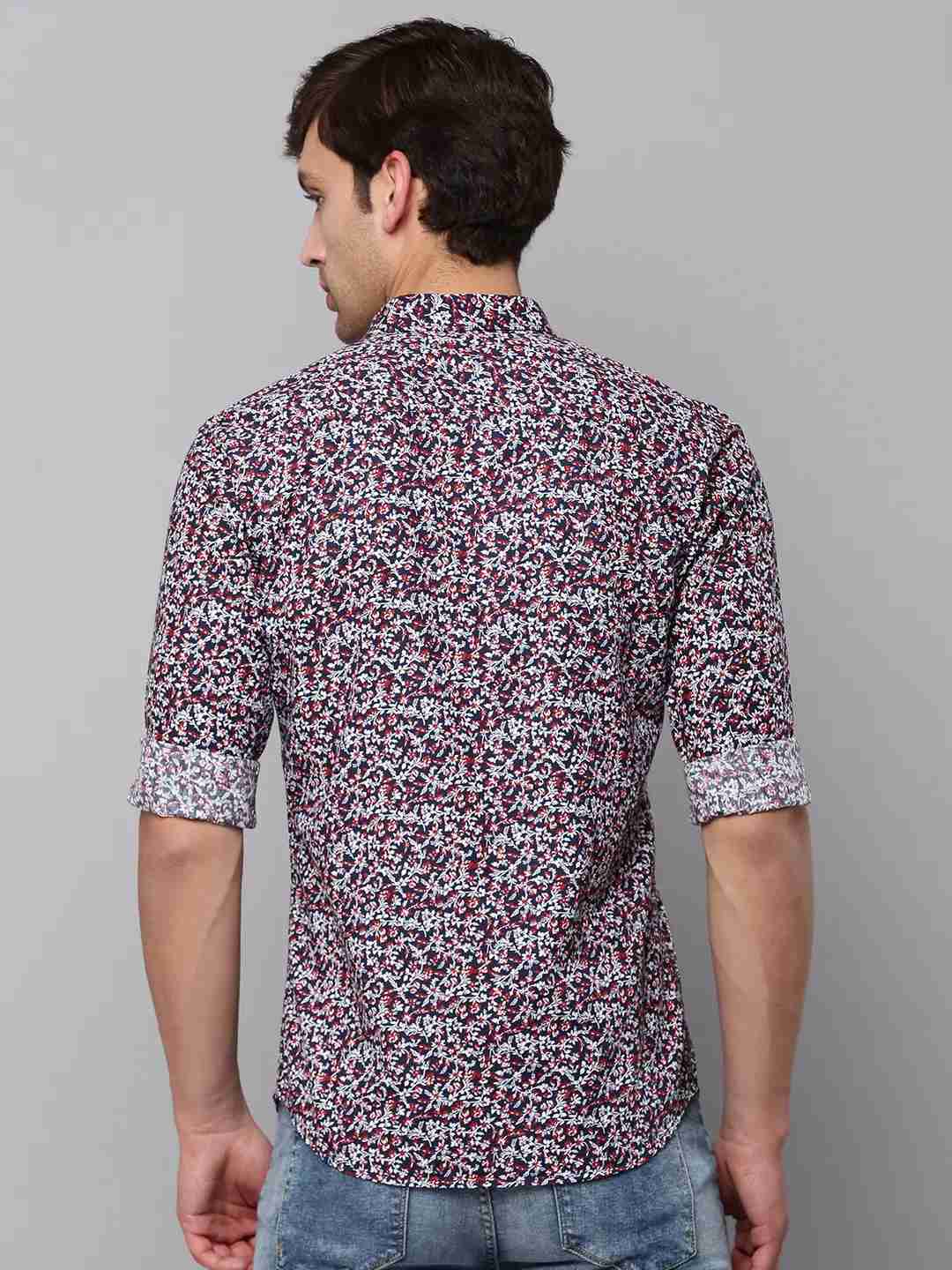 SHOWOFF Men Navy Blue Printed Spread Collar Full Sleeves Casual Shirt