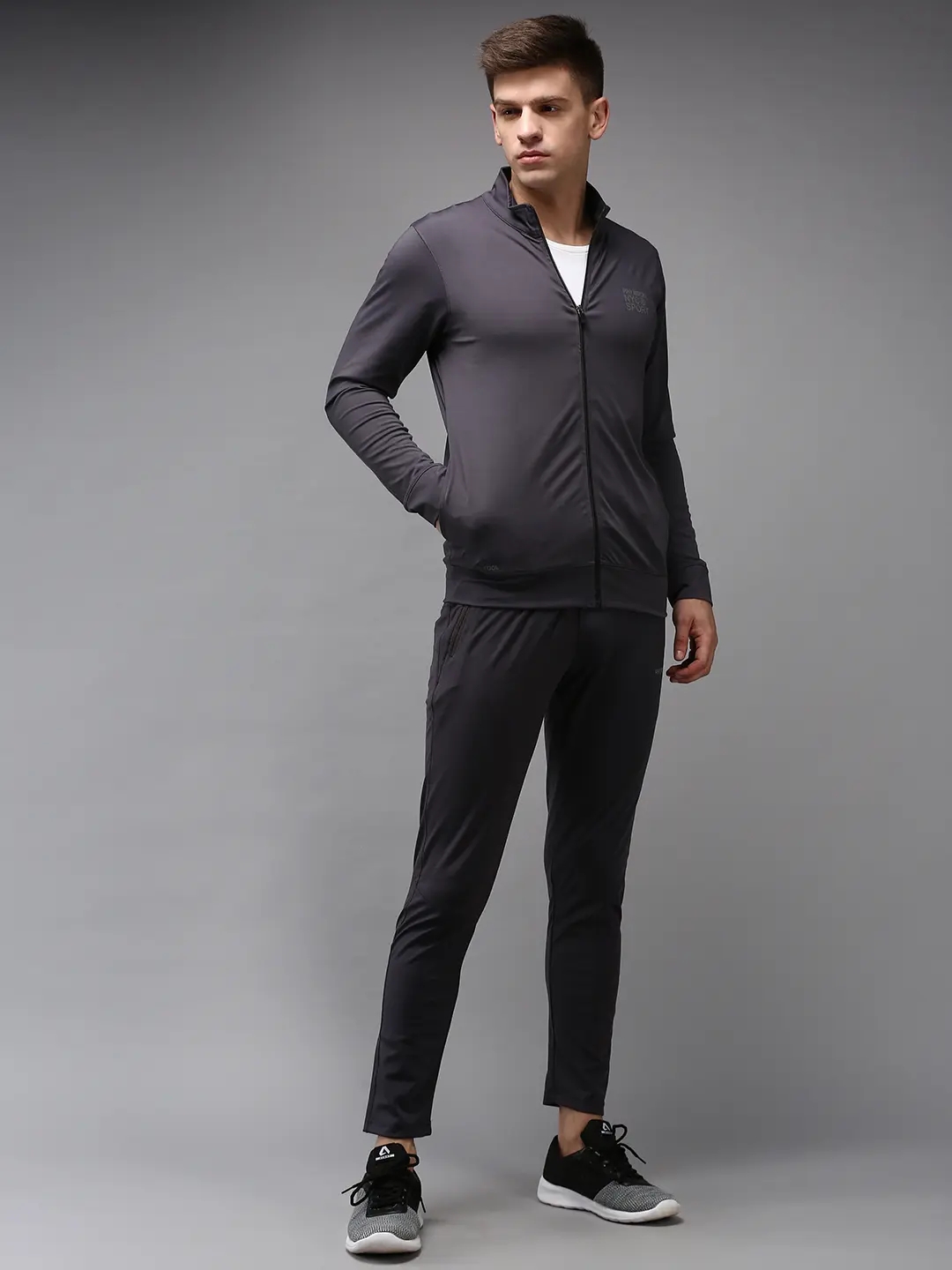 Showoff | SHOWOFF Men's Grey Regular Fit Solid Track Pant 3
