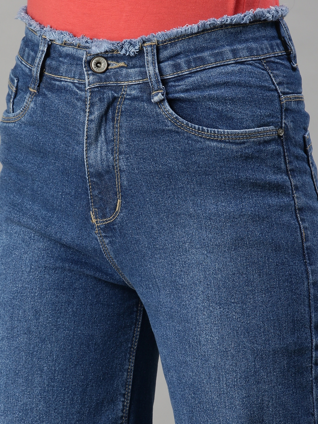 Showoff | SHOWOFF Women's Casual Wide Leg High-Rise Blue Jeans 4