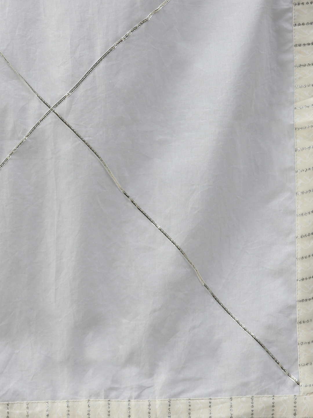 Showoff | SHOWOFF Women Off White Printed Mandarin Collar Three-Quarter Sleeves Mid Length Straight Kurta Set 6